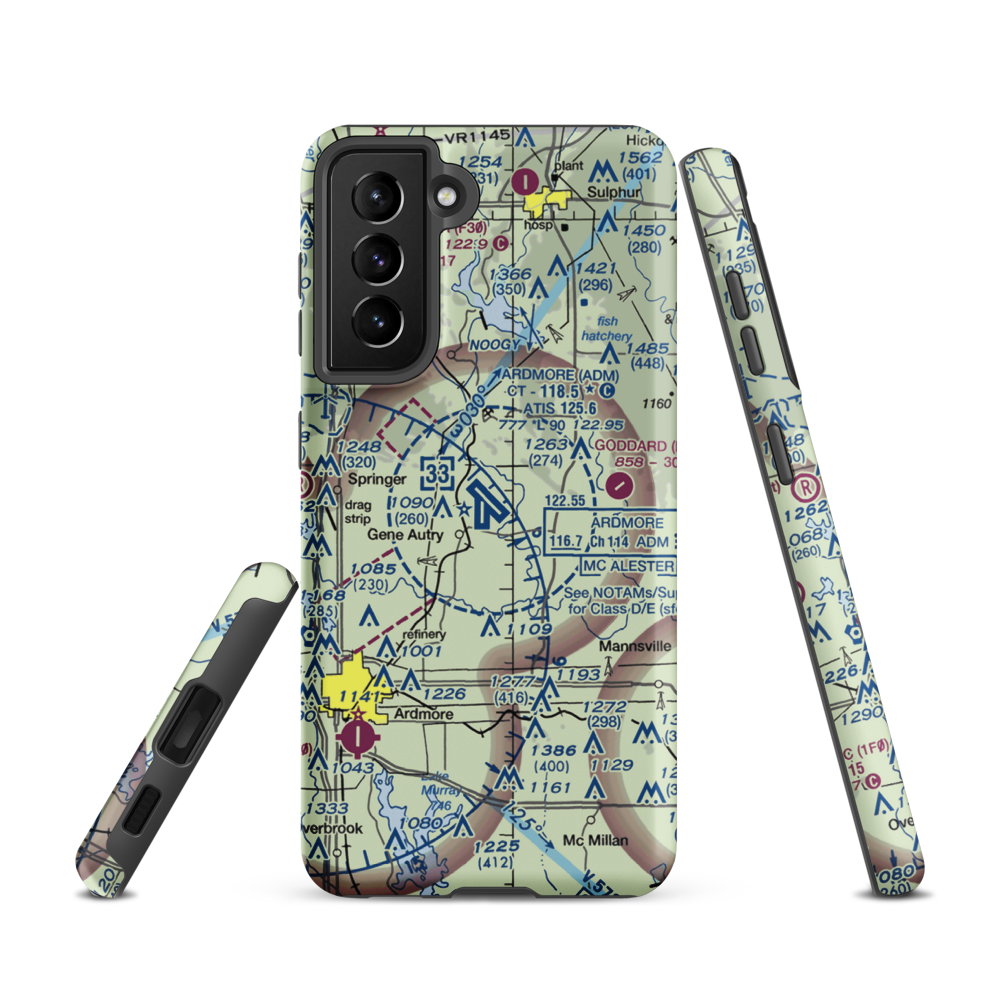 Ardmore Municipal Airport (ADM) VFR Sectional Samsung Phone Case Samsung Galaxy S21 model shown