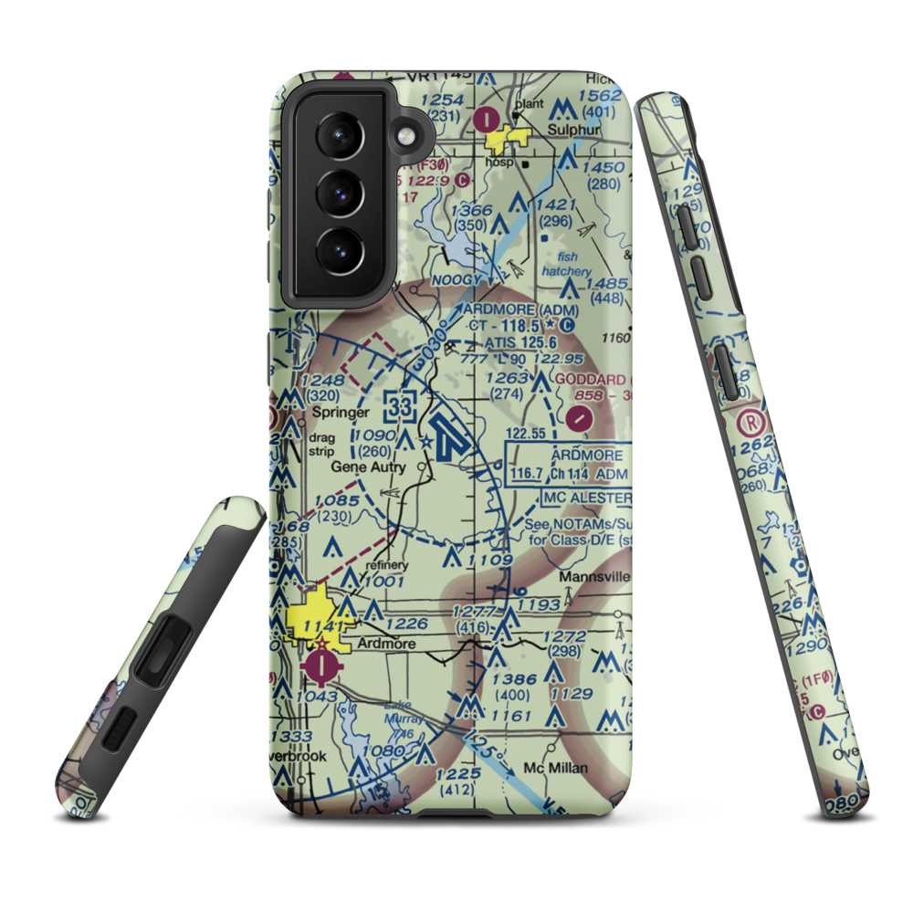 Ardmore Municipal Airport (ADM) VFR Sectional Samsung Phone Case Samsung Galaxy S21 Plus model shown