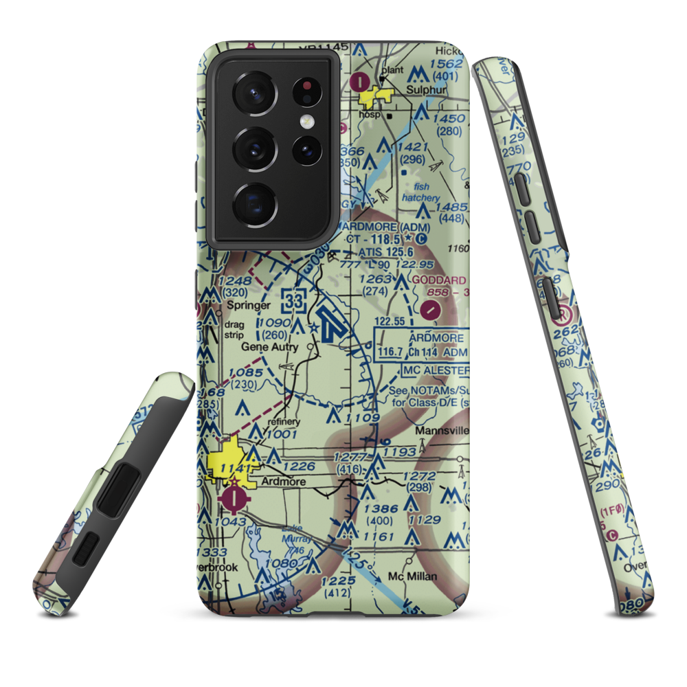 Ardmore Municipal Airport (ADM) VFR Sectional Samsung Phone Case Samsung Galaxy S21 Ultra model shown