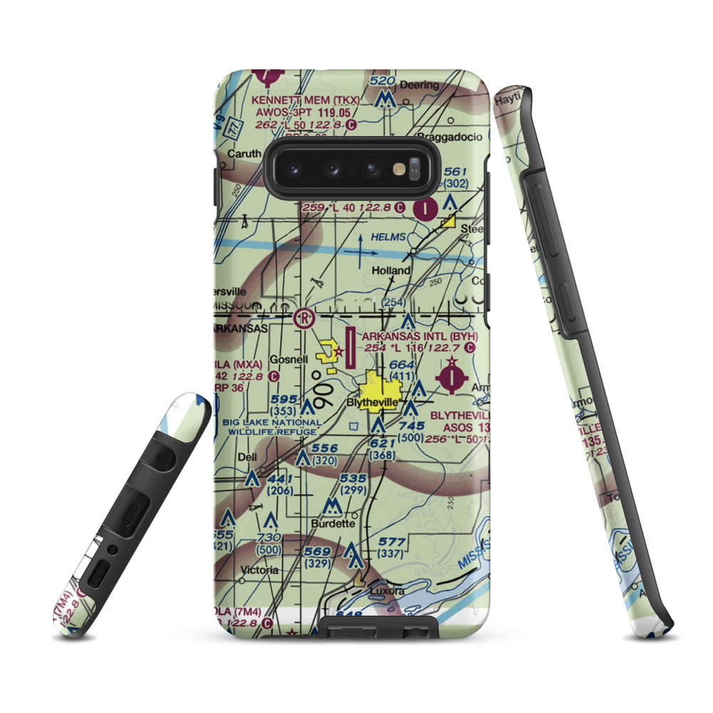 Arkansas International Airport (BYH) VFR Sectional Samsung Phone Case Samsung Galaxy S10 Plus model shown
