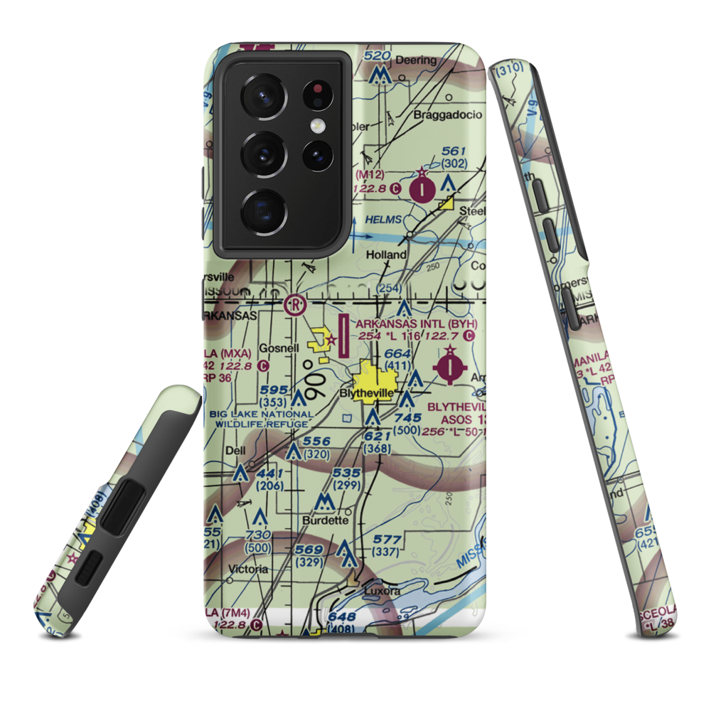 Arkansas International Airport (BYH) VFR Sectional Samsung Phone Case Samsung Galaxy S21 Plus model shown