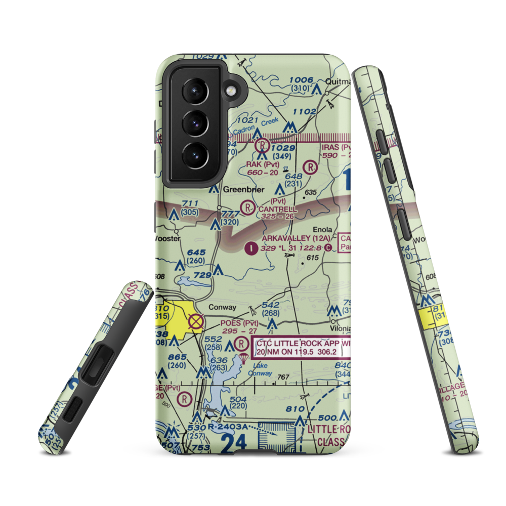 Arkavalley Airport (12A) VFR Sectional Samsung Phone Case Samsung Galaxy S21 FE model shown