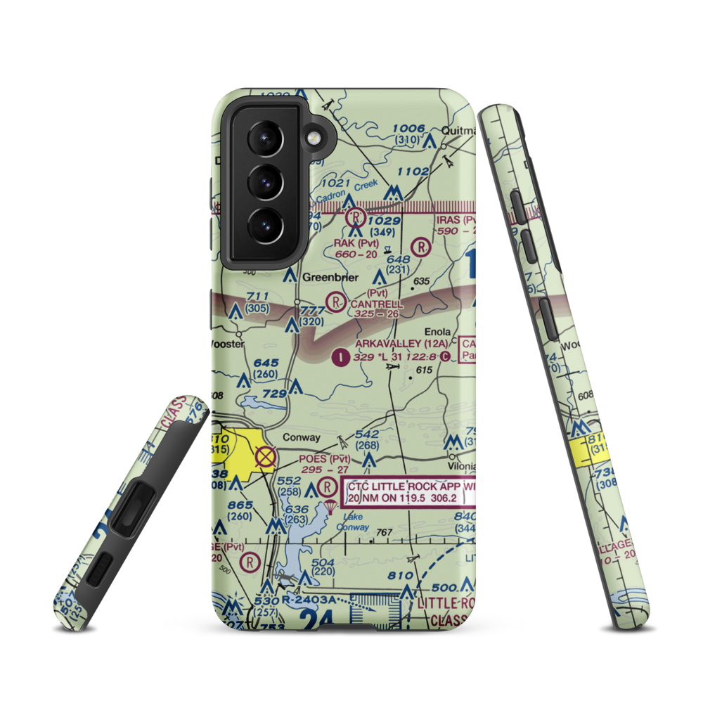 Arkavalley Airport (12A) VFR Sectional Samsung Phone Case Samsung Galaxy S21 model shown