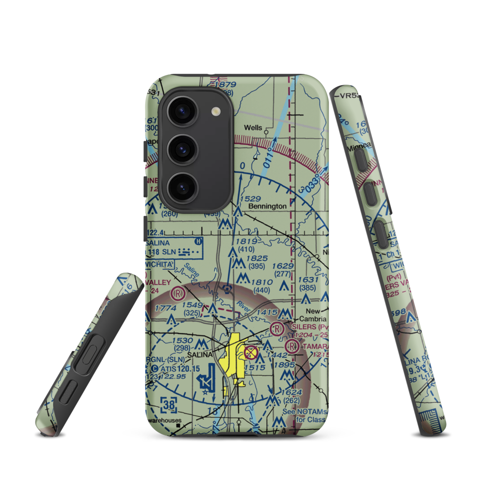 Arland Airport (00AR) VFR Sectional Samsung Phone Case Samsung Galaxy S23 model shown
