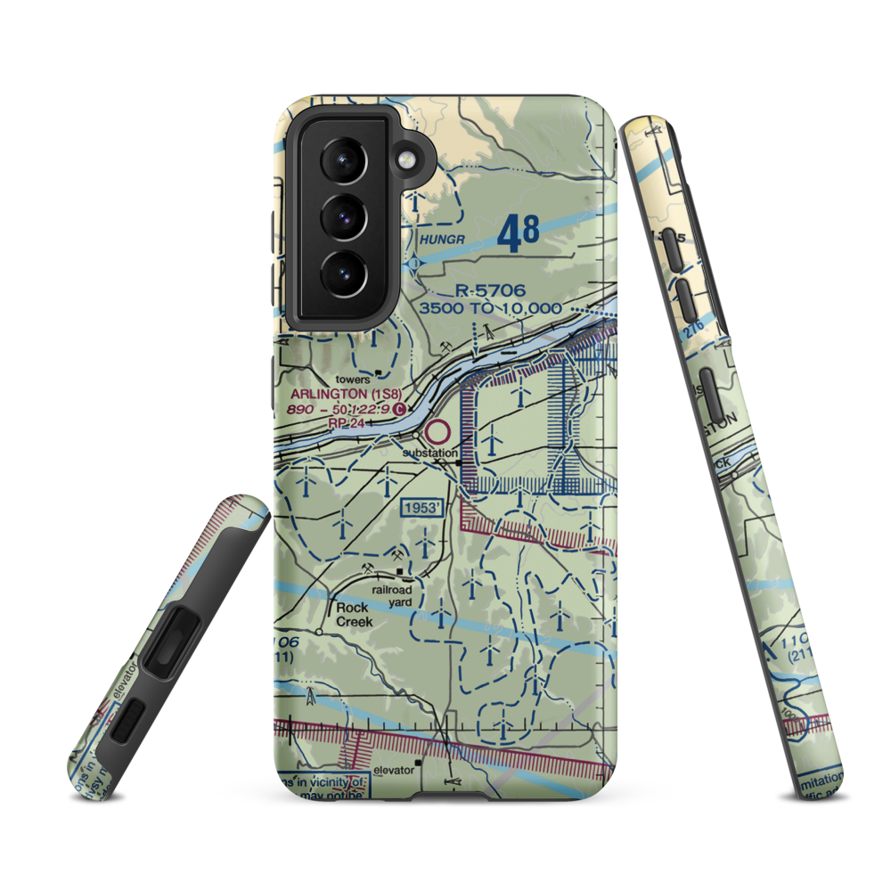Arlington Municipal Airport (1S8) VFR Sectional Samsung Phone Case Samsung Galaxy S21 FE model shown