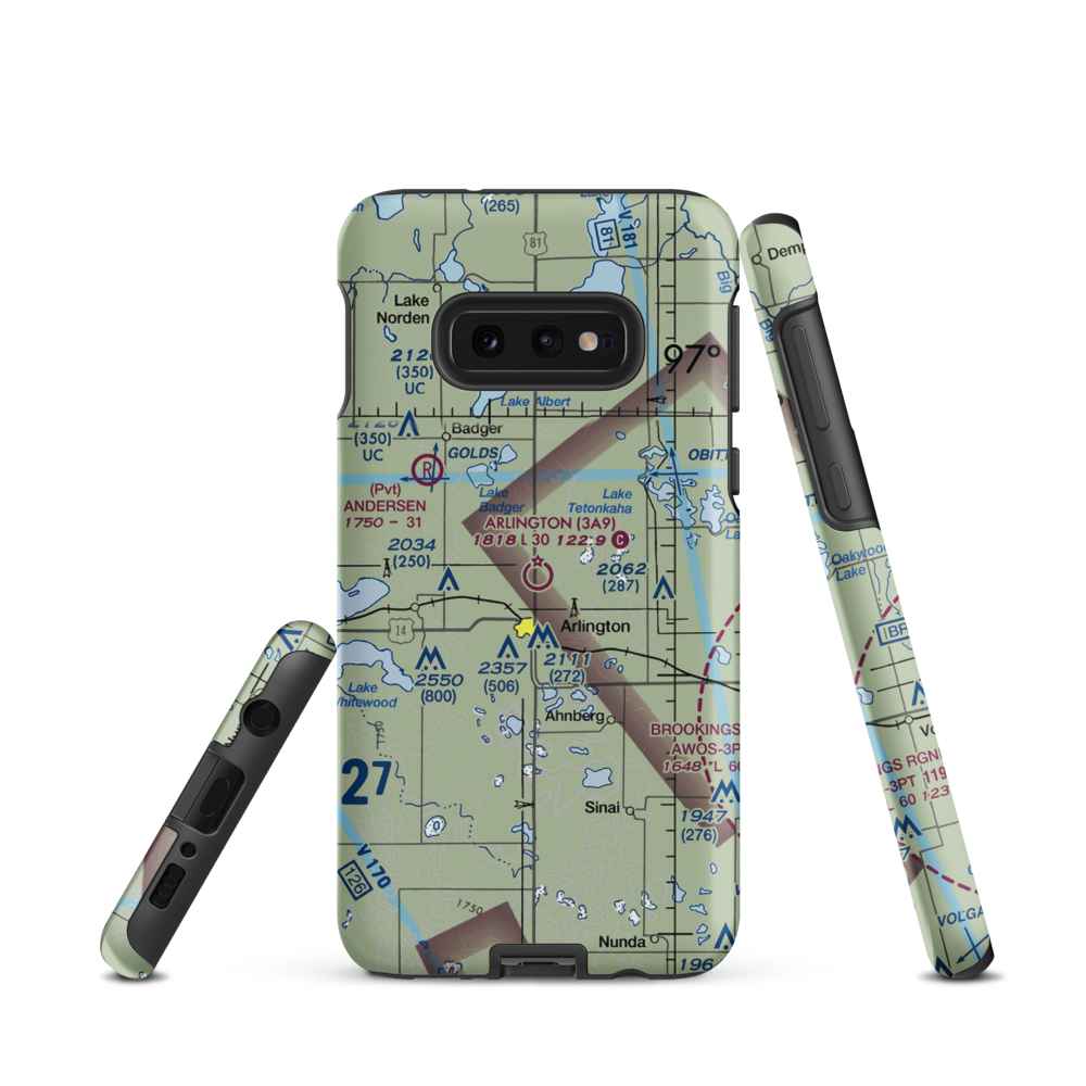 Arlington Municipal Airport (3A9) VFR Sectional Samsung Phone Case Samsung Galaxy S10e model shown