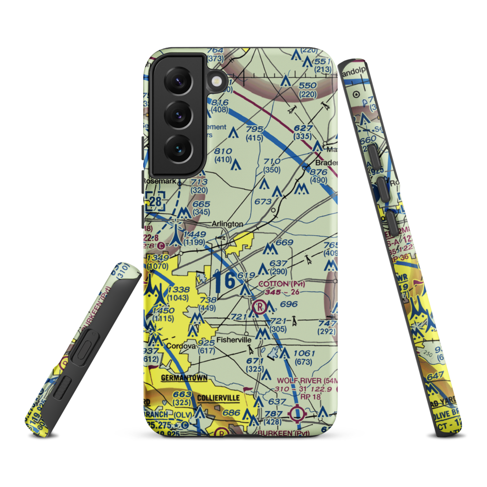 Arlington Municipal Airport (LHC) VFR Sectional Samsung Phone Case Samsung Galaxy S22 Plus model shown