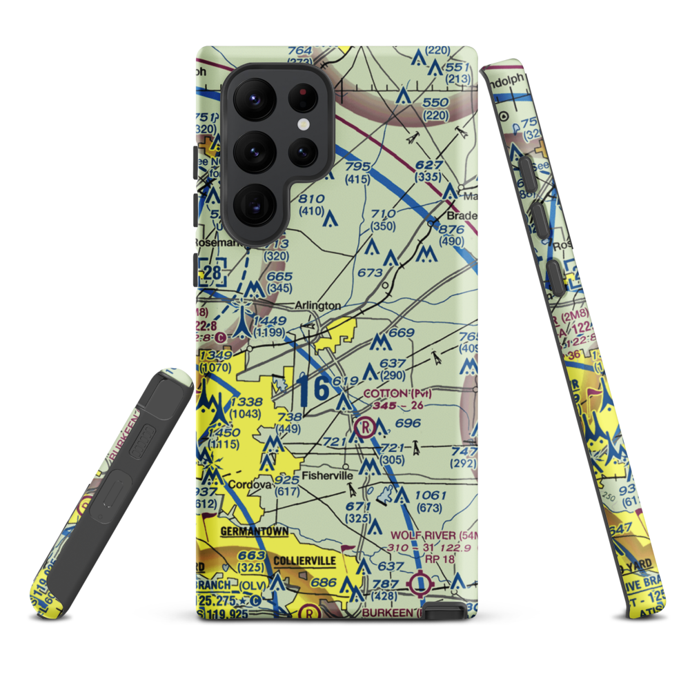Arlington Municipal Airport (LHC) VFR Sectional Samsung Phone Case Samsung Galaxy S22 Ultra model shown