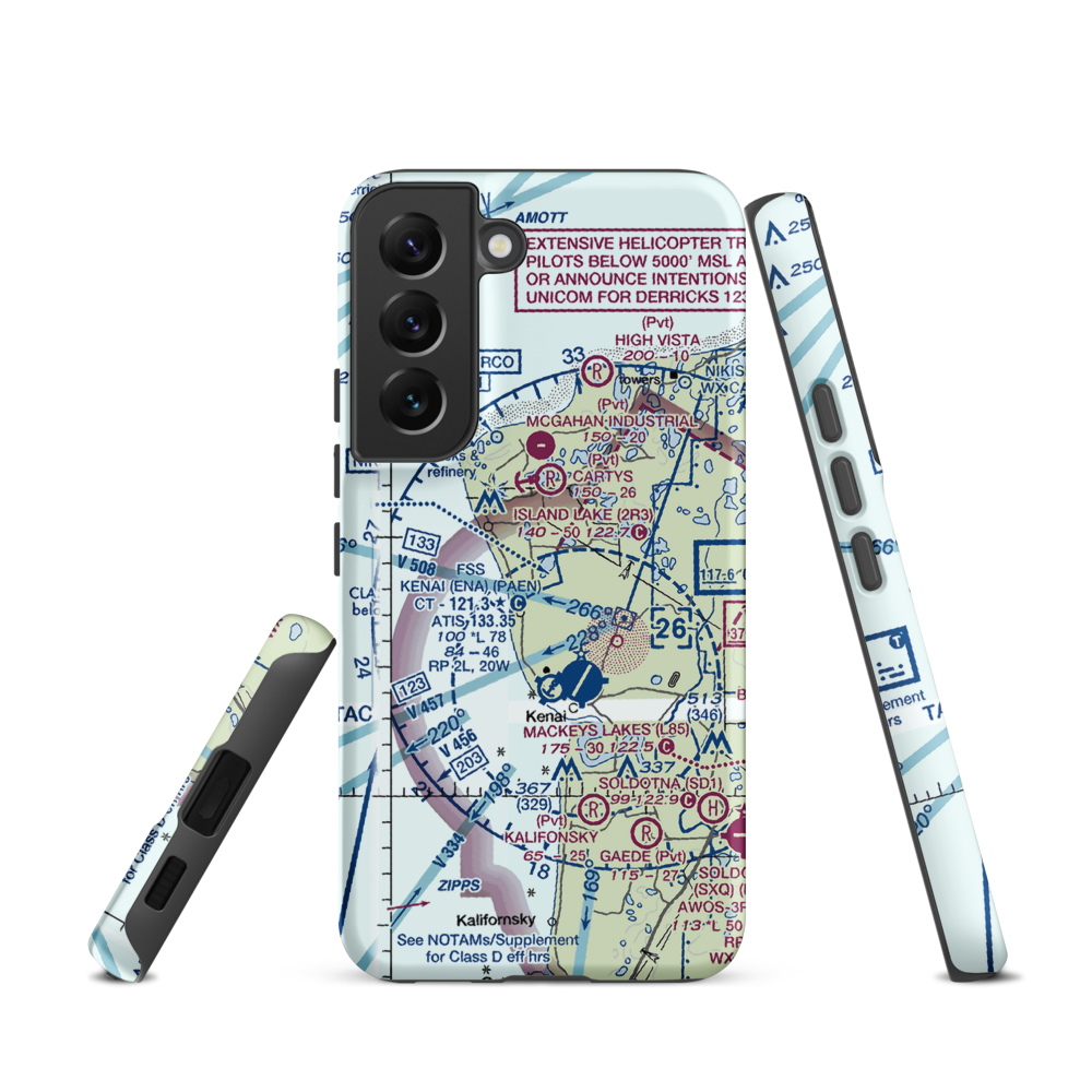 Arness Lake Airport (6Z1) VFR Sectional Samsung Phone Case Samsung Galaxy S22 model shown