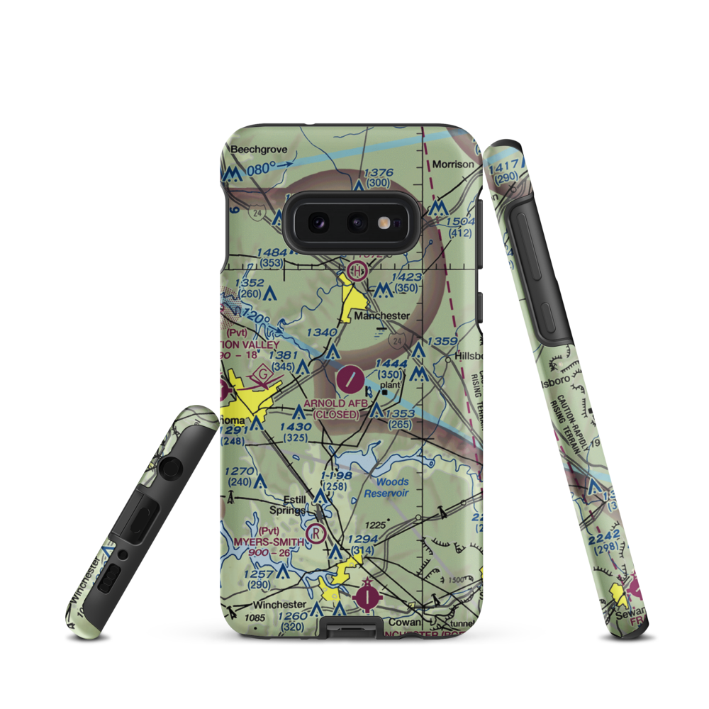 Arnold Air Force Base (AYX) VFR Sectional Samsung Phone Case Samsung Galaxy S10 Plus model shown