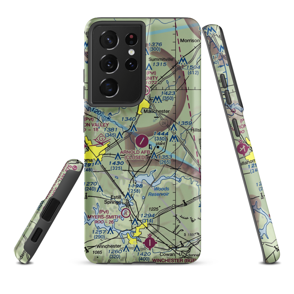 Arnold Air Force Base (AYX) VFR Sectional Samsung Phone Case Samsung Galaxy S21 Plus model shown