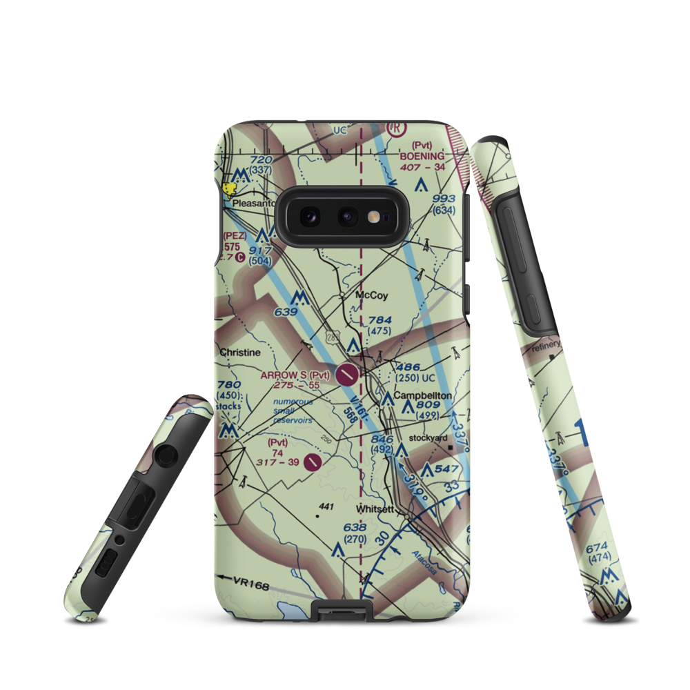 Arrow 'S' Ranch Airport (TE26) VFR Sectional Samsung Phone Case Samsung Galaxy S10 Plus model shown