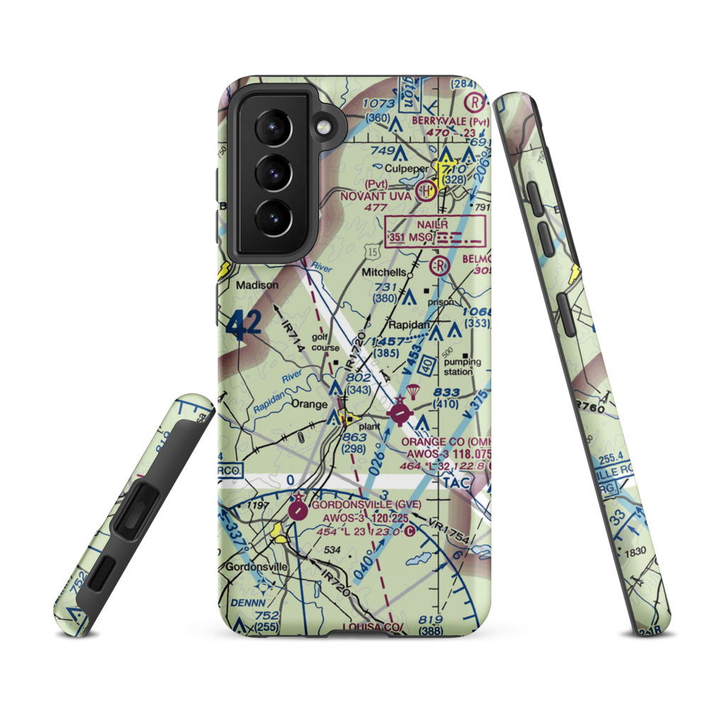 Arrowpoint Airport (VG43) VFR Sectional Samsung Phone Case Samsung Galaxy S21 FE model shown