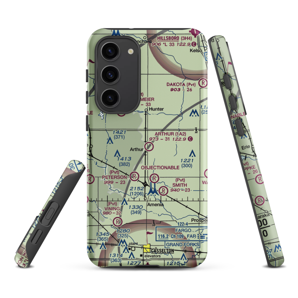 Arthur Airport (1A2) VFR Sectional Samsung Phone Case Samsung Galaxy S23 Plus model shown