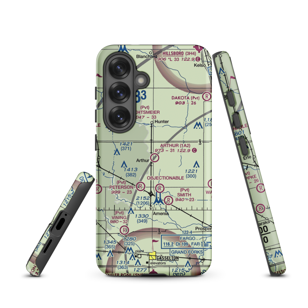 Arthur Airport (1A2) VFR Sectional Samsung Phone Case Samsung Galaxy S25 model shown