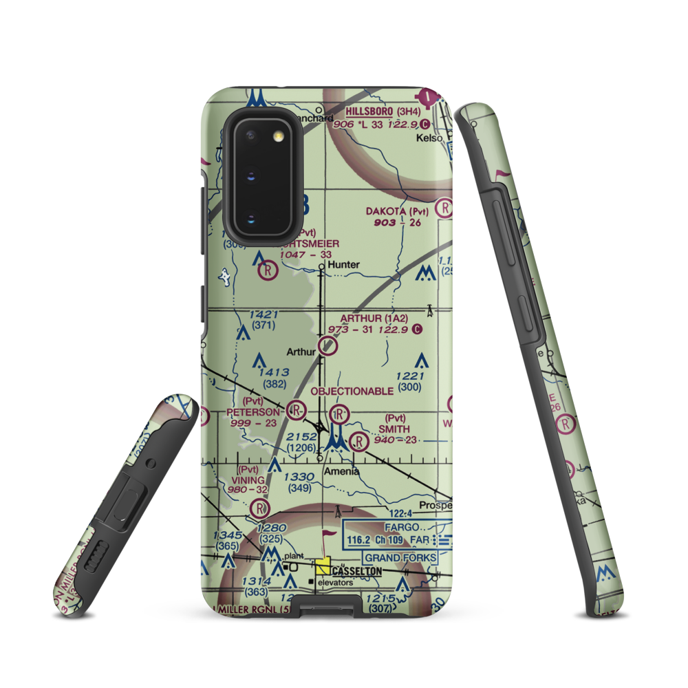 Arthur Airport (1A2) VFR Sectional Samsung Phone Case Samsung Galaxy S20 model shown