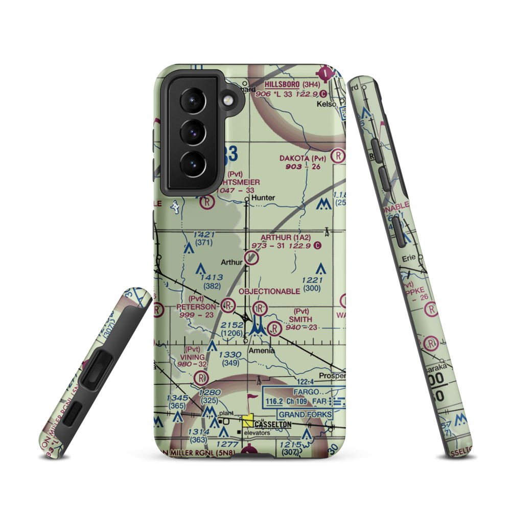 Arthur Airport (1A2) VFR Sectional Samsung Phone Case Samsung Galaxy S21 model shown