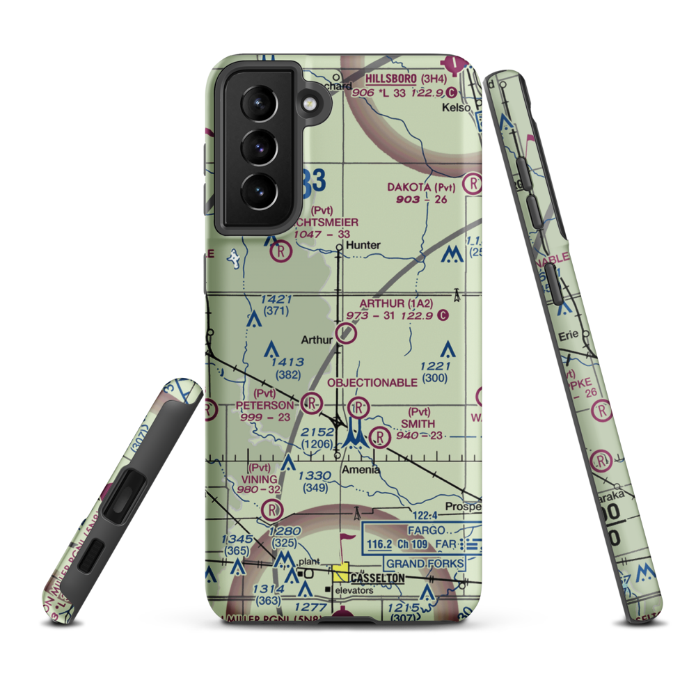 Arthur Airport (1A2) VFR Sectional Samsung Phone Case Samsung Galaxy S21 FE model shown