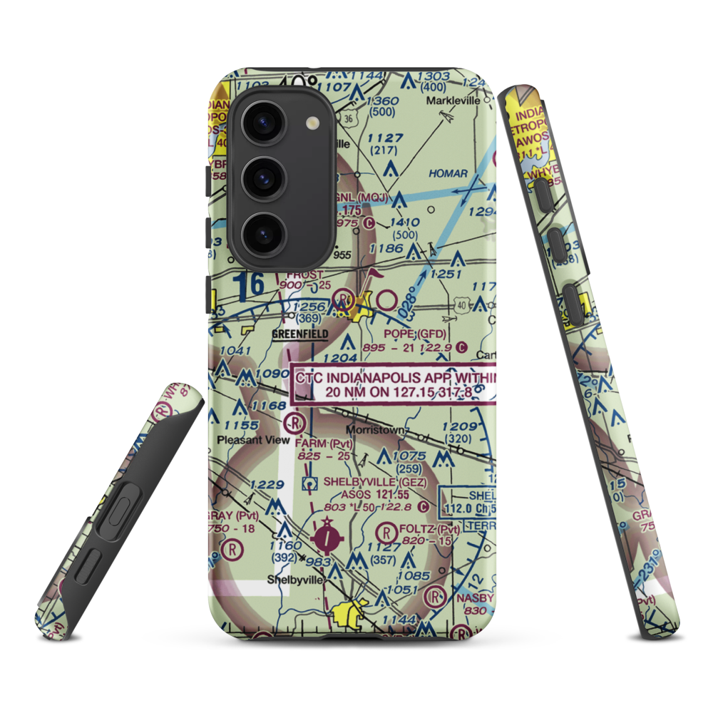 Arthur Airport (II37) VFR Sectional Samsung Phone Case Samsung Galaxy S23 Plus model shown