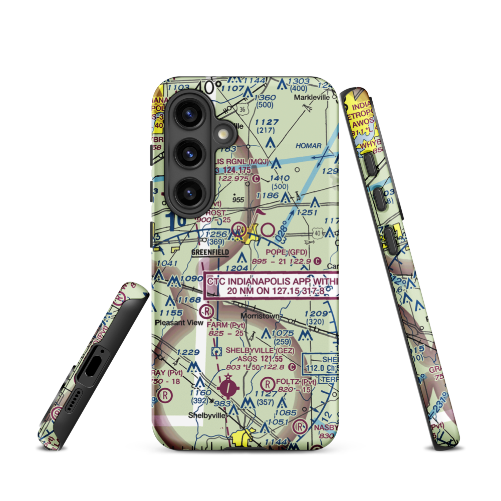 Arthur Airport (II37) VFR Sectional Samsung Phone Case Samsung Galaxy S24 model shown