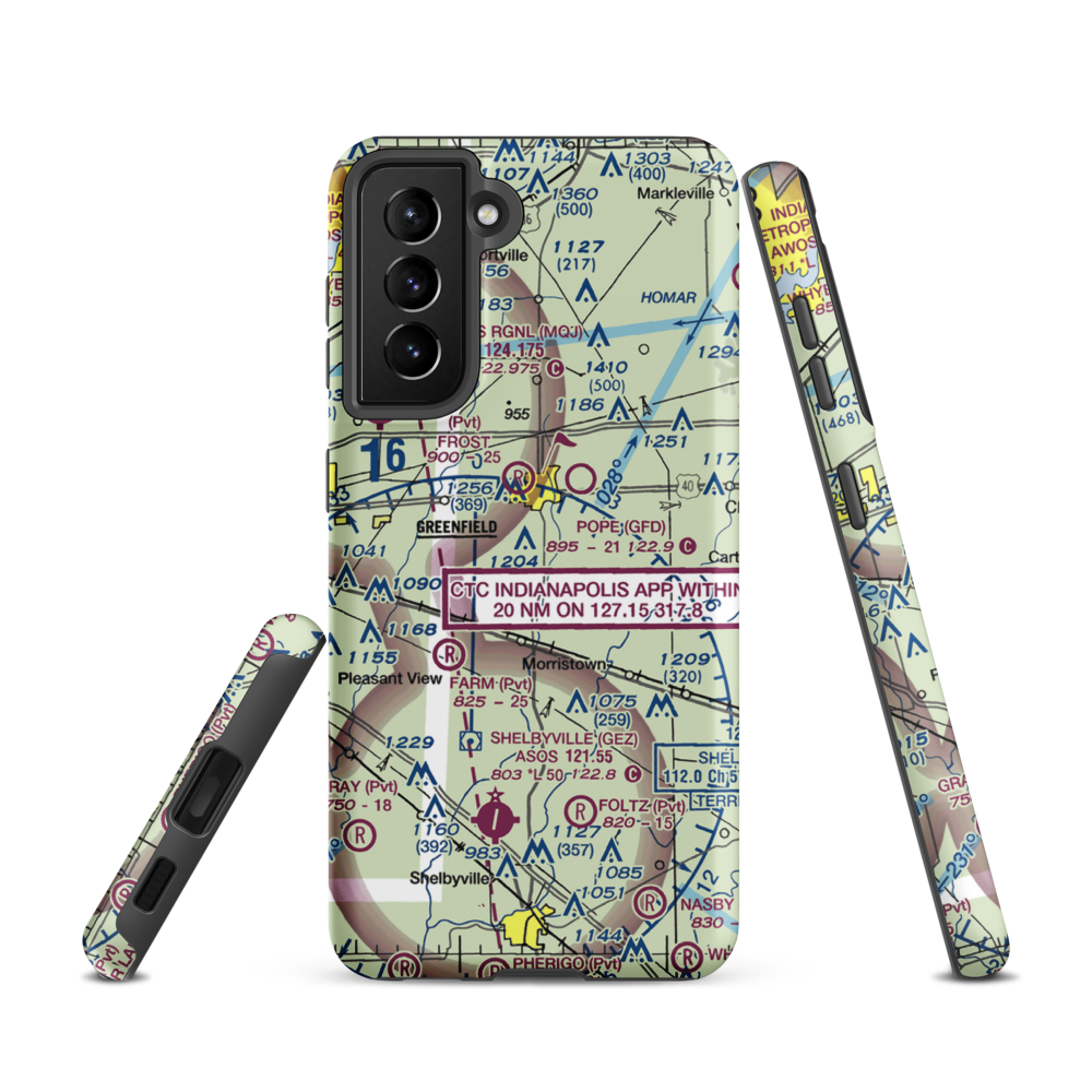 Arthur Airport (II37) VFR Sectional Samsung Phone Case Samsung Galaxy S21 model shown