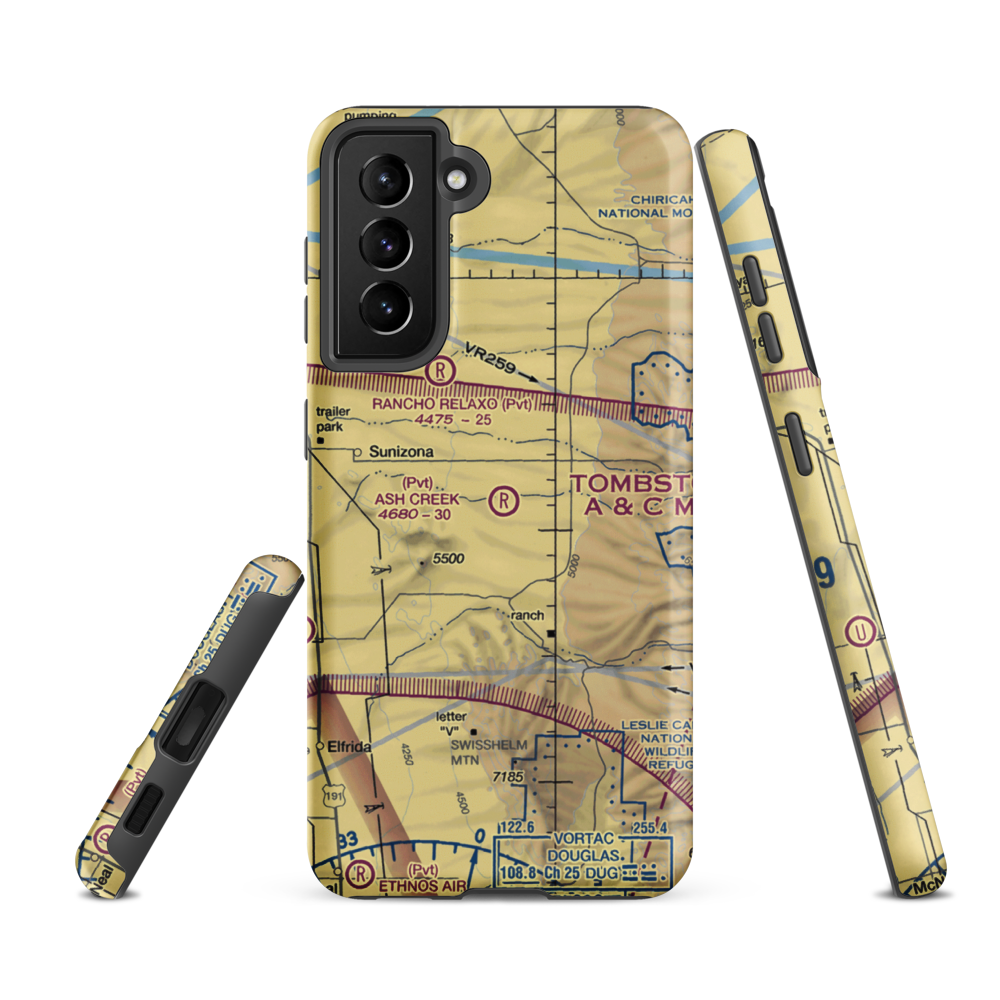 Ash Creek Airport (6AZ5) VFR Sectional Samsung Phone Case Samsung Galaxy S21 FE model shown