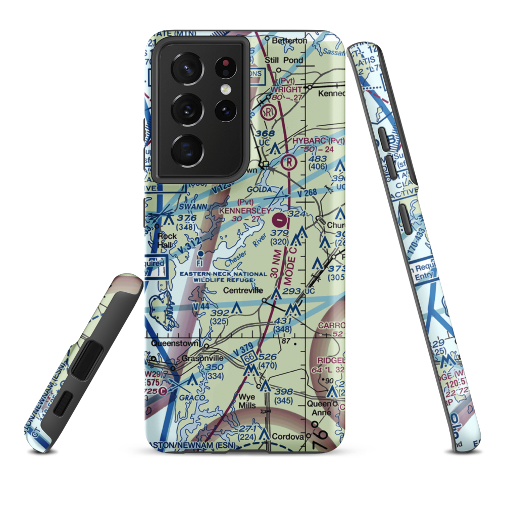 Ashland Landing Farm Airport (MD21) VFR Sectional Samsung Phone Case Samsung Galaxy S21 Plus model shown
