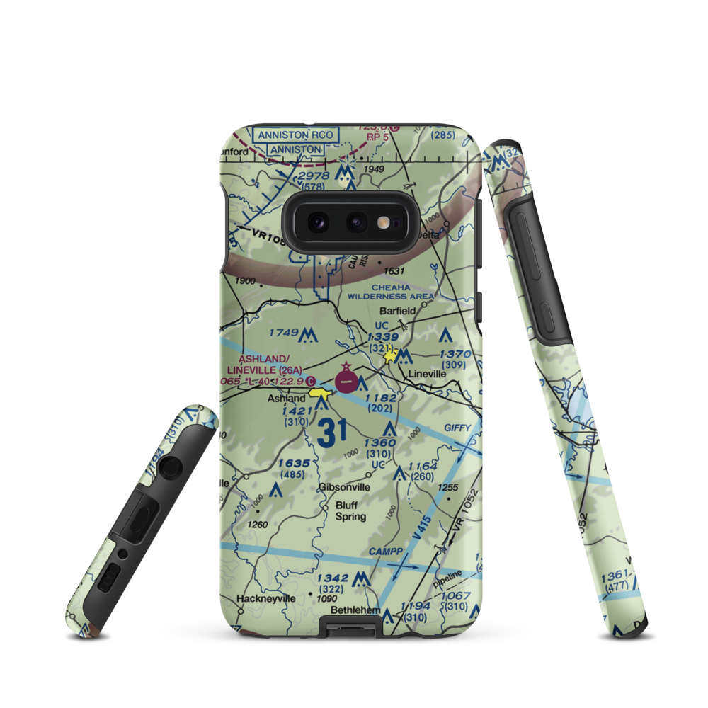 Ashland/Lineville Airport (26A) VFR Sectional Samsung Phone Case Samsung Galaxy S10 Plus model shown