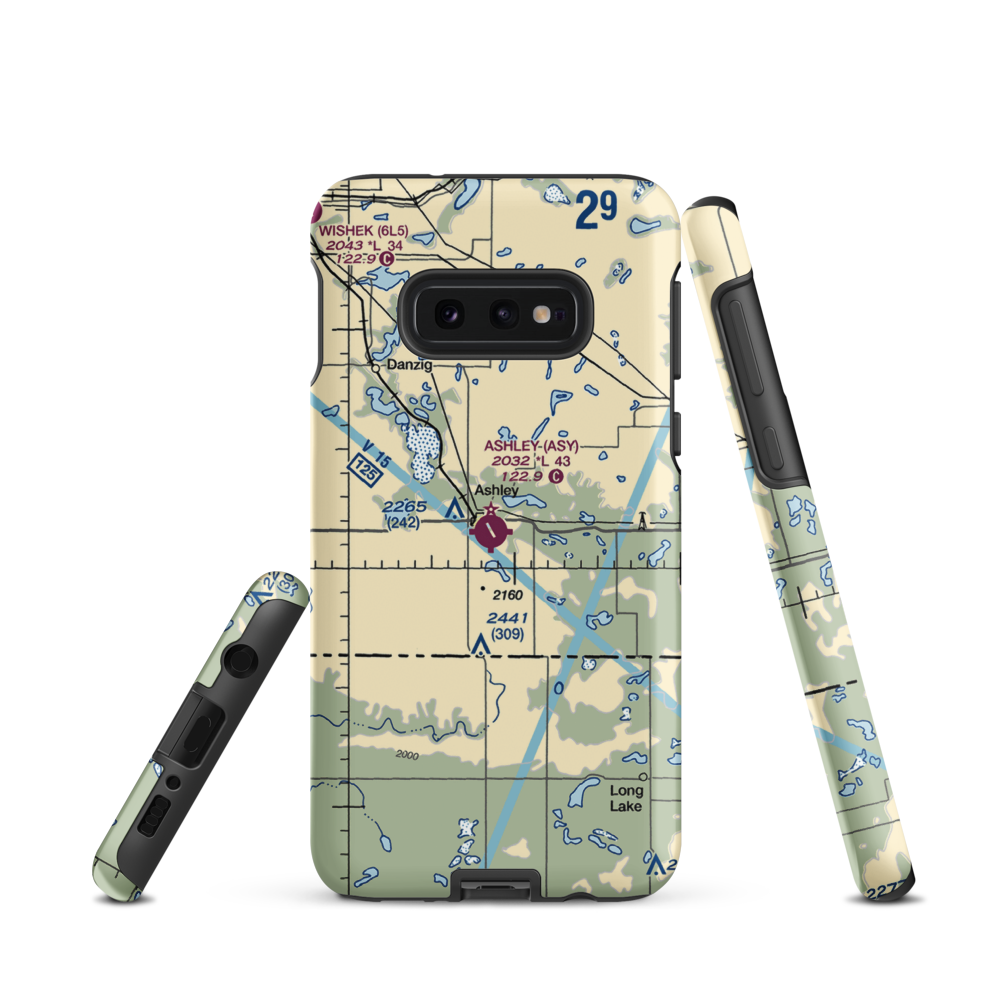 Ashley Municipal Airport (ASY) VFR Sectional Samsung Phone Case Samsung Galaxy S10e model shown