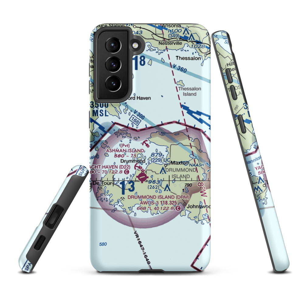 Ashman Island Seaplane Base (1MI0) VFR Sectional Samsung Phone Case Samsung Galaxy S21 Plus model shown