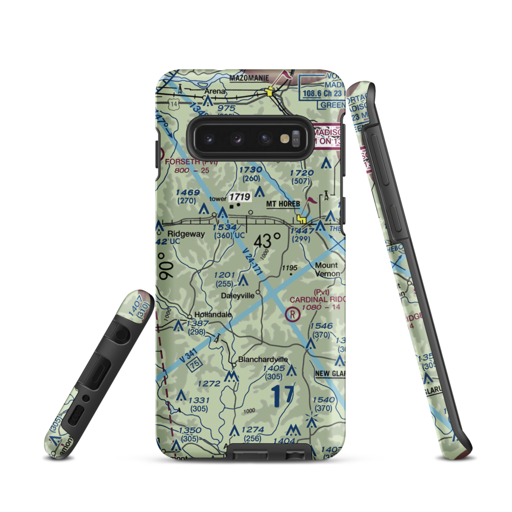 Atkins Ridge Airport (WI43) VFR Sectional Samsung Phone Case Samsung Galaxy S10 model shown