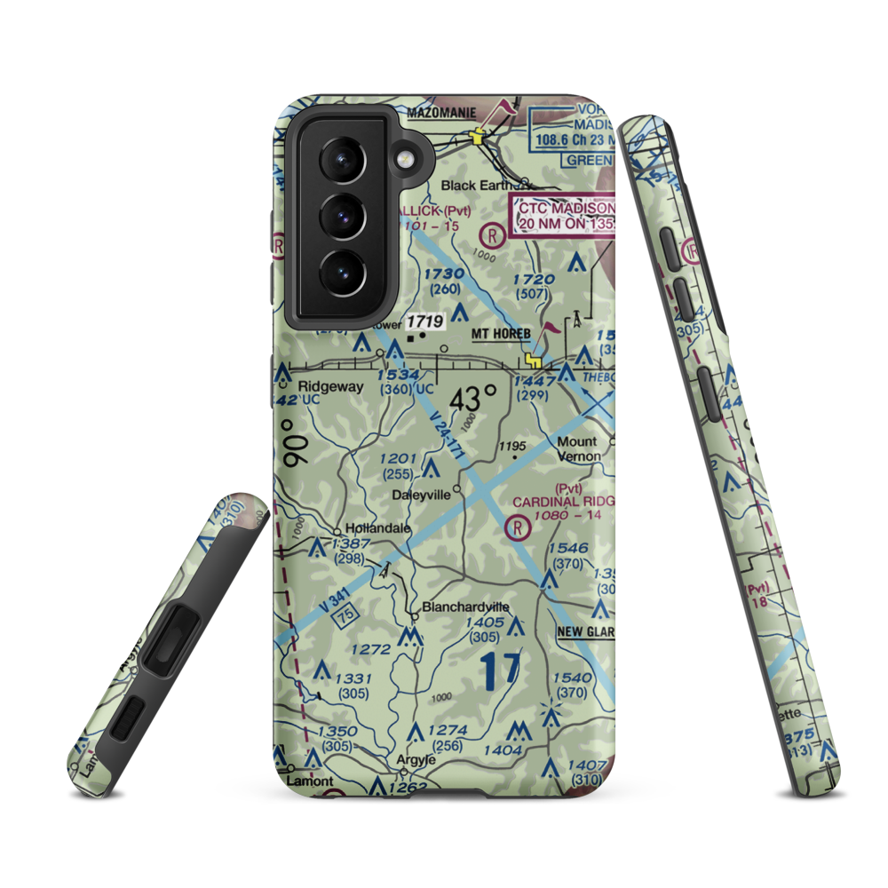 Atkins Ridge Airport (WI43) VFR Sectional Samsung Phone Case Samsung Galaxy S21 FE model shown