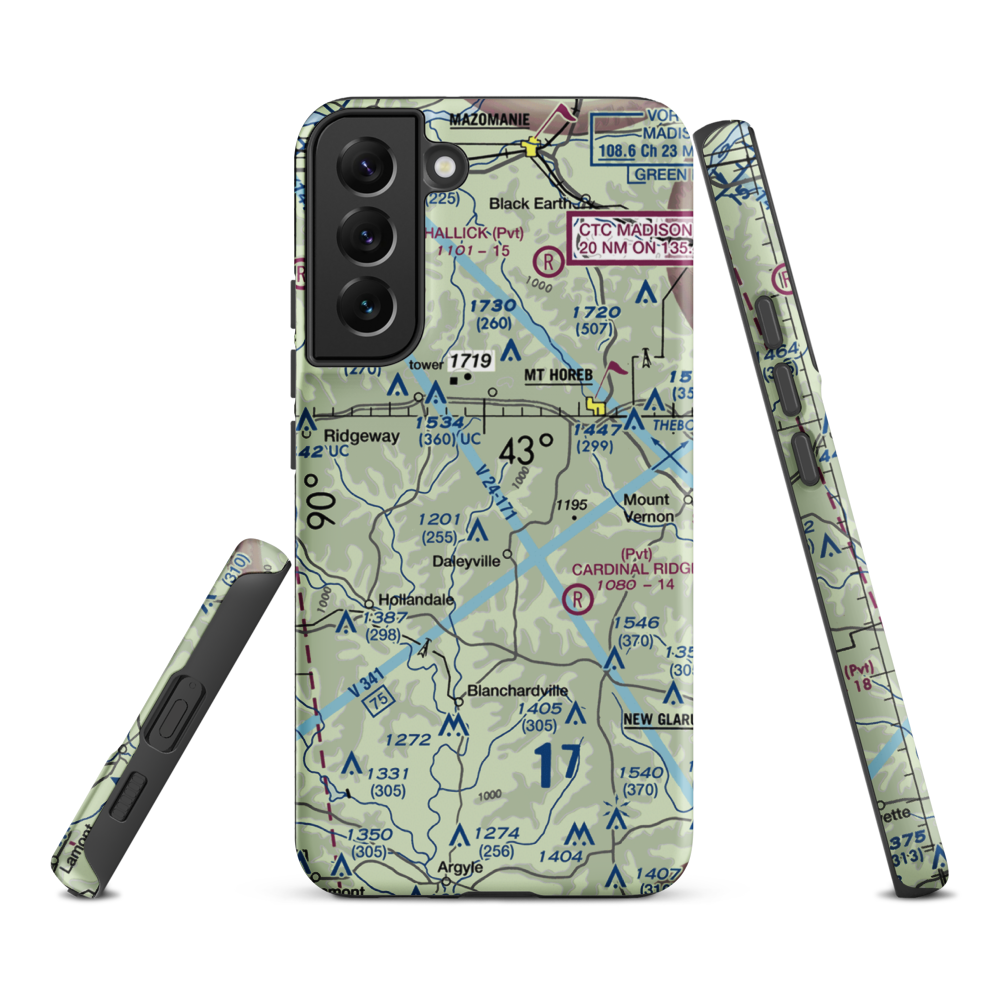 Atkins Ridge Airport (WI43) VFR Sectional Samsung Phone Case Samsung Galaxy S22 Plus model shown