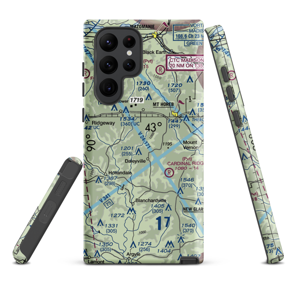 Atkins Ridge Airport (WI43) VFR Sectional Samsung Phone Case Samsung Galaxy S22 Ultra model shown