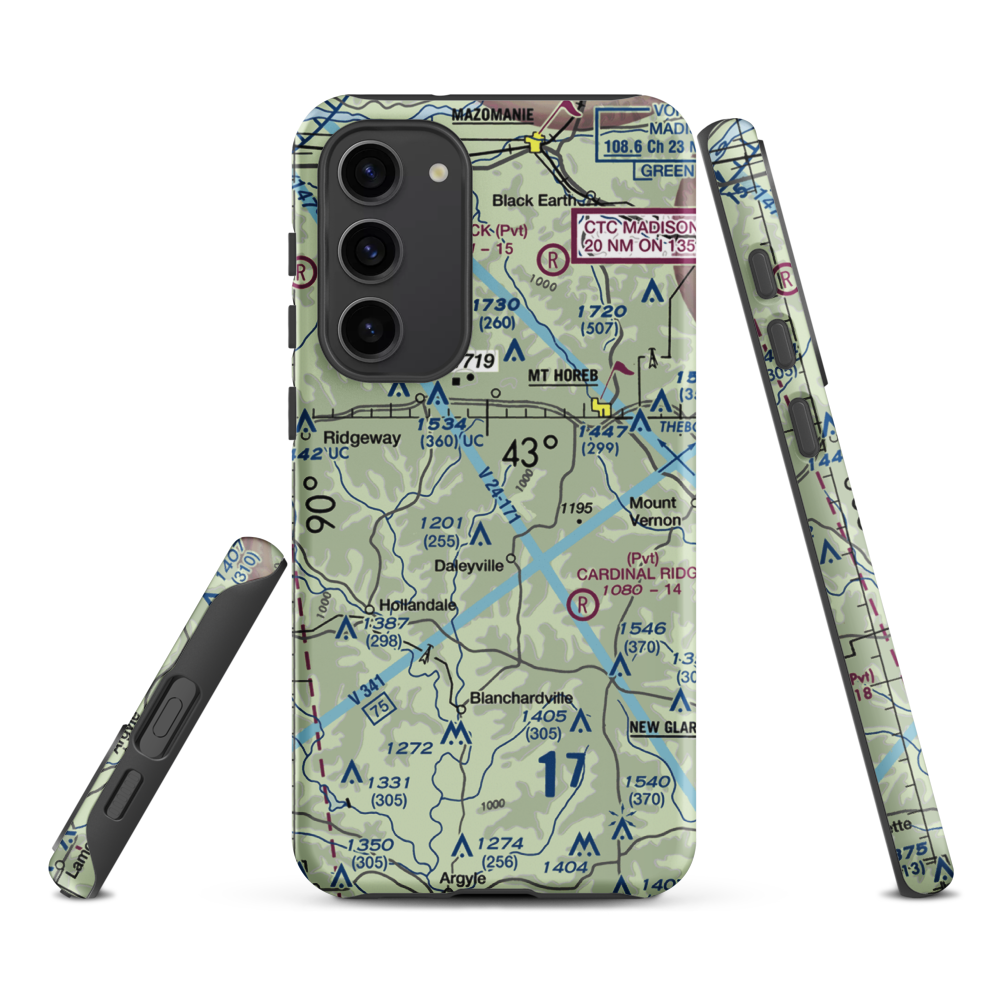 Atkins Ridge Airport (WI43) VFR Sectional Samsung Phone Case Samsung Galaxy S23 Plus model shown