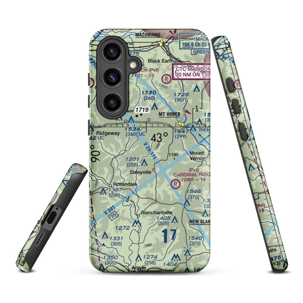 Atkins Ridge Airport (WI43) VFR Sectional Samsung Phone Case Samsung Galaxy S24 Plus model shown