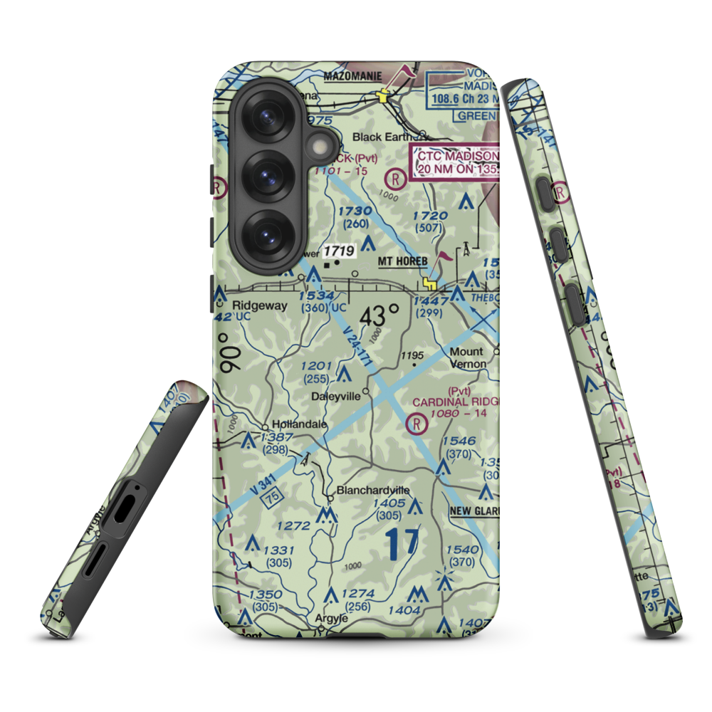 Atkins Ridge Airport (WI43) VFR Sectional Samsung Phone Case Samsung Galaxy S25 Plus model shown