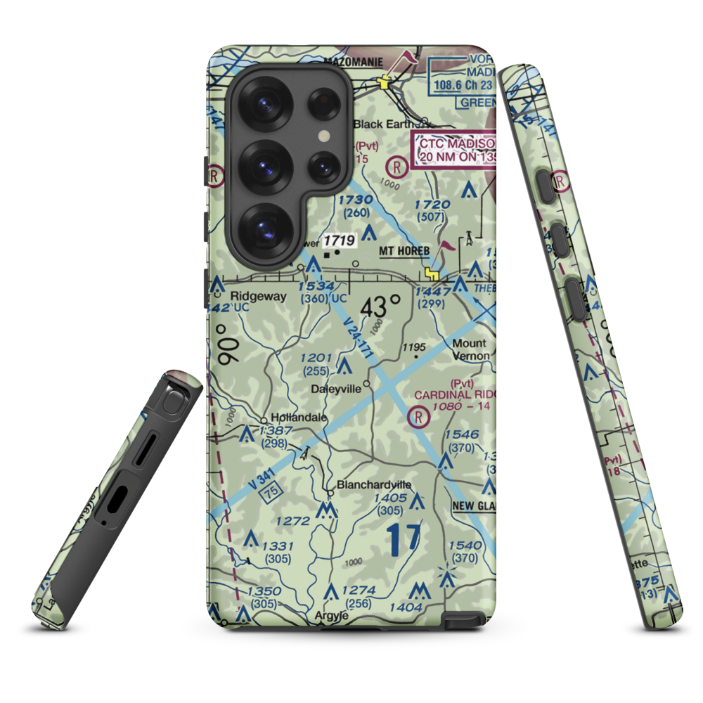 Atkins Ridge Airport (WI43) VFR Sectional Samsung Phone Case Samsung Galaxy S25 Ultra model shown