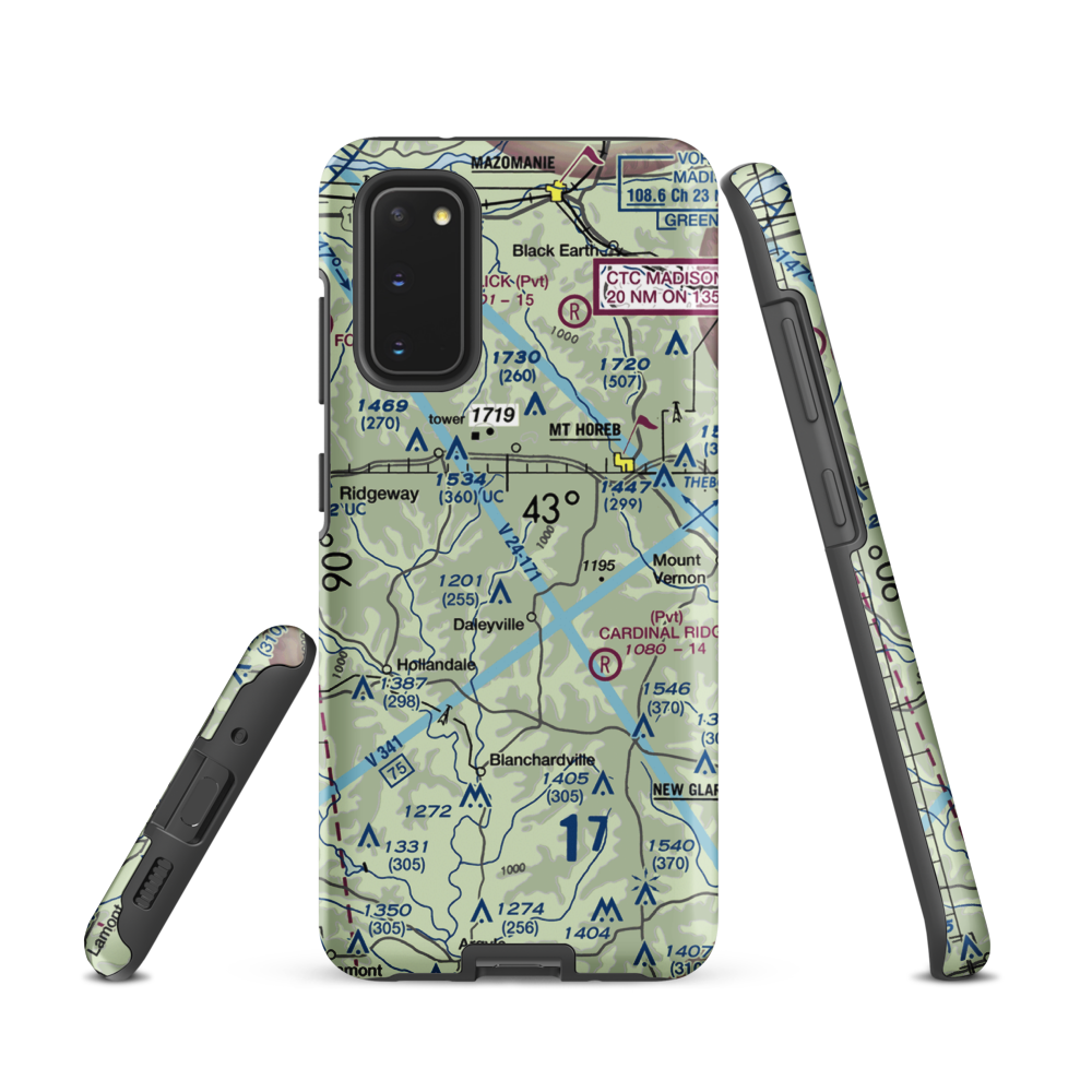 Atkins Ridge Airport (WI43) VFR Sectional Samsung Phone Case Samsung Galaxy S20 model shown