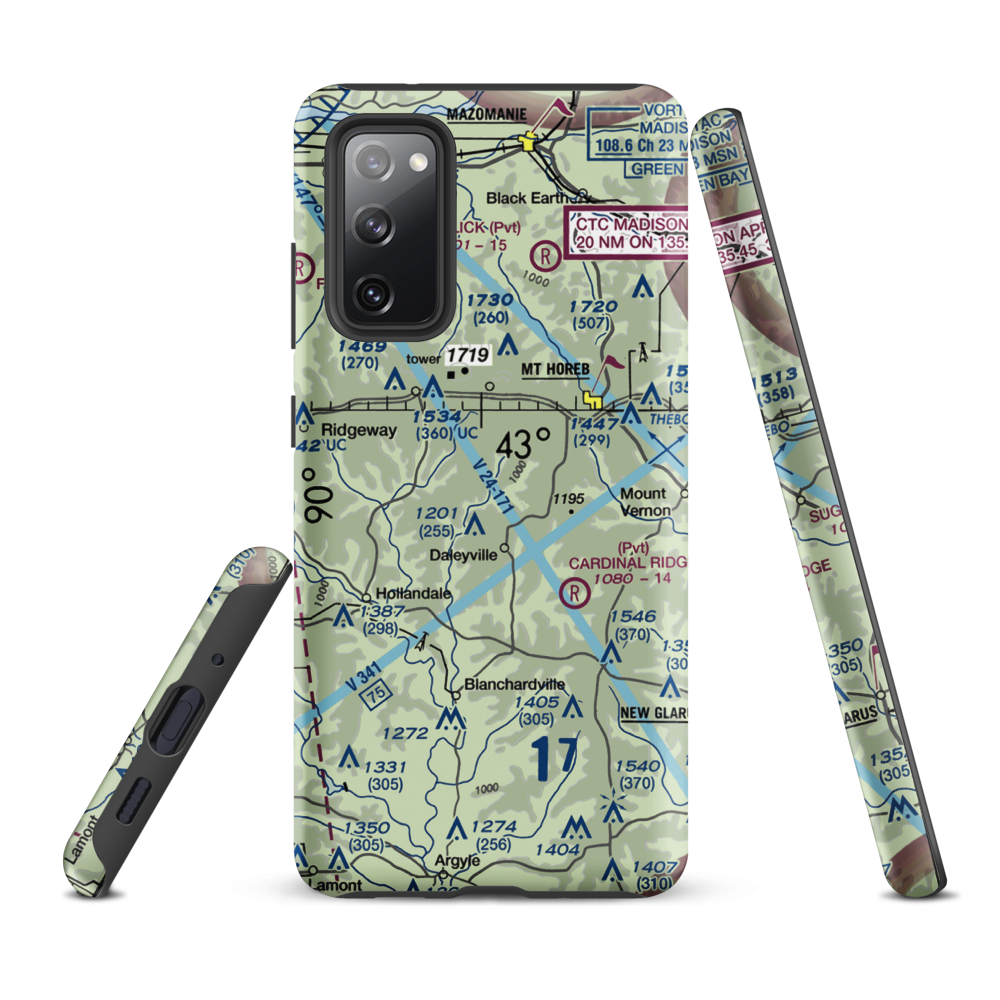 Atkins Ridge Airport (WI43) VFR Sectional Samsung Phone Case Samsung Galaxy S20 FE model shown