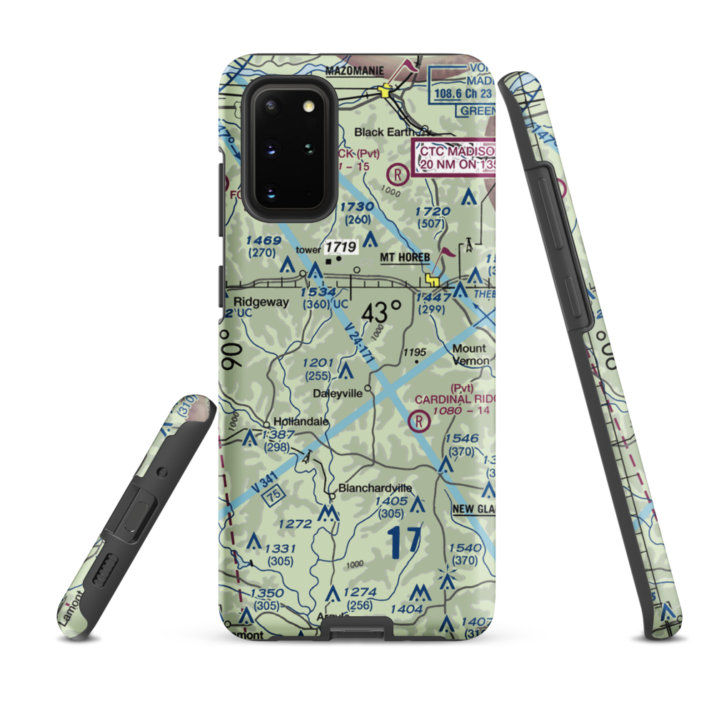 Atkins Ridge Airport (WI43) VFR Sectional Samsung Phone Case Samsung Galaxy S20 Plus model shown