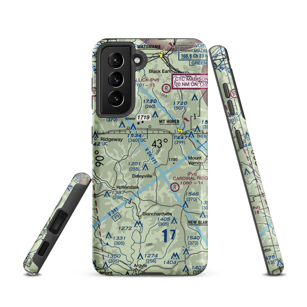 Atkins Ridge Airport (WI43) VFR Sectional Samsung Phone Case Samsung Galaxy S21 model shown