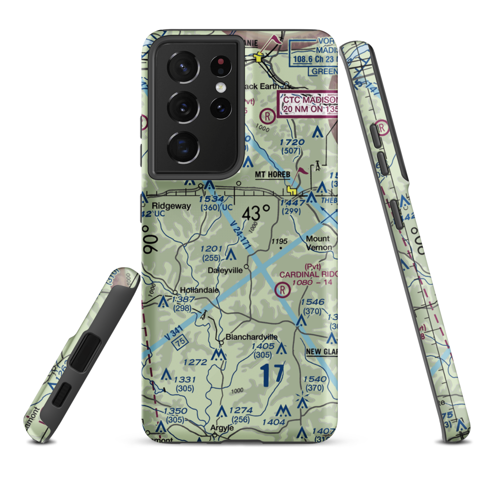 Atkins Ridge Airport (WI43) VFR Sectional Samsung Phone Case Samsung Galaxy S21 Ultra model shown