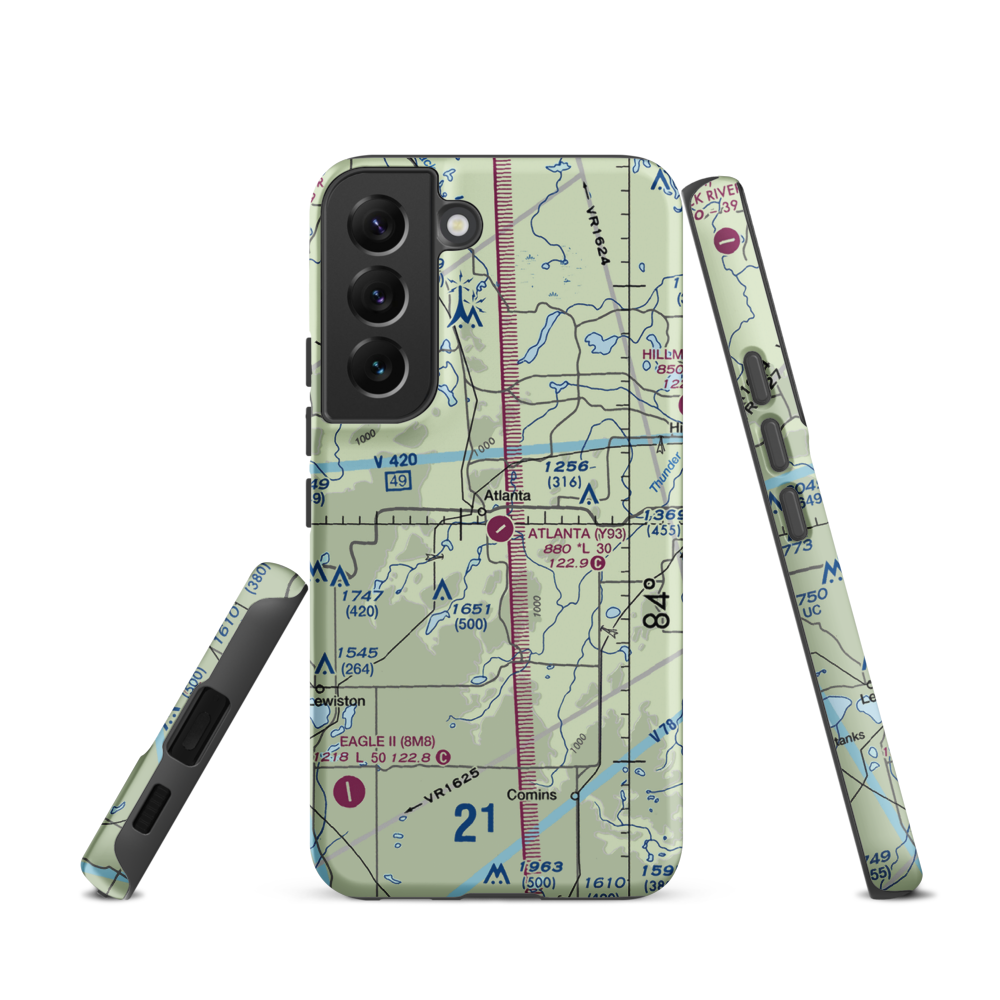 Atlanta Municipal Airport (Y93) VFR Sectional Samsung Phone Case Samsung Galaxy S22 model shown