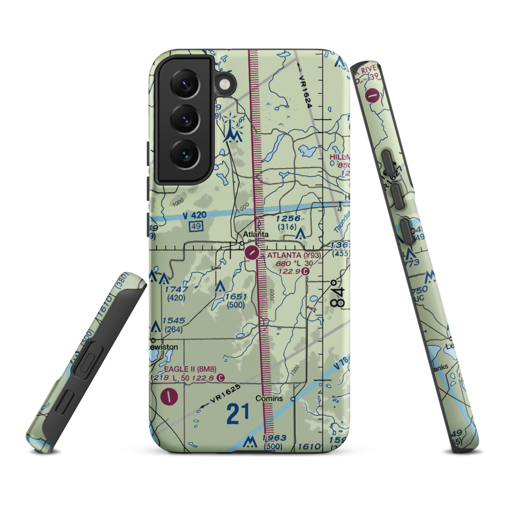 Atlanta Municipal Airport (Y93) VFR Sectional Samsung Phone Case Samsung Galaxy S22 Plus model shown