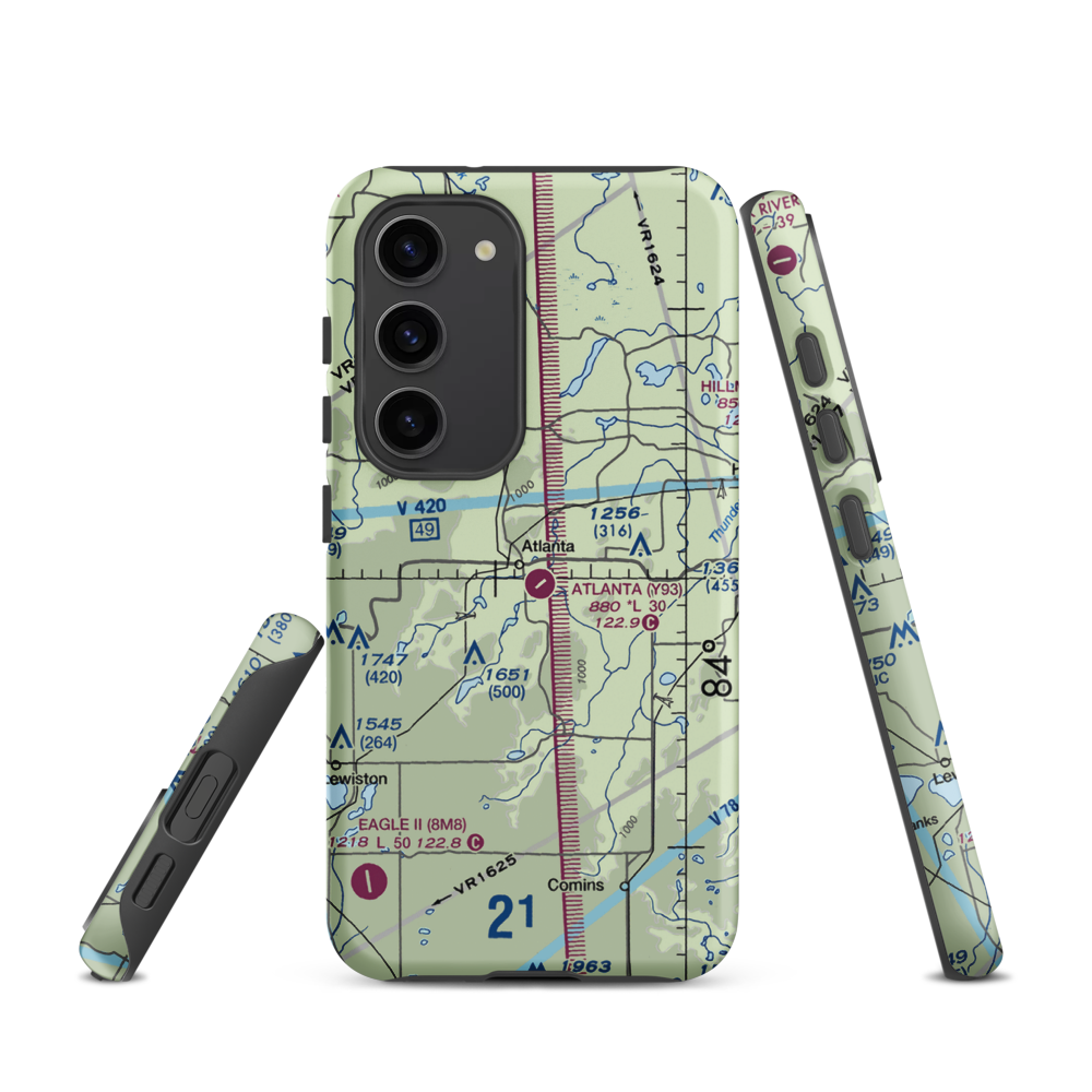 Atlanta Municipal Airport (Y93) VFR Sectional Samsung Phone Case Samsung Galaxy S23 model shown