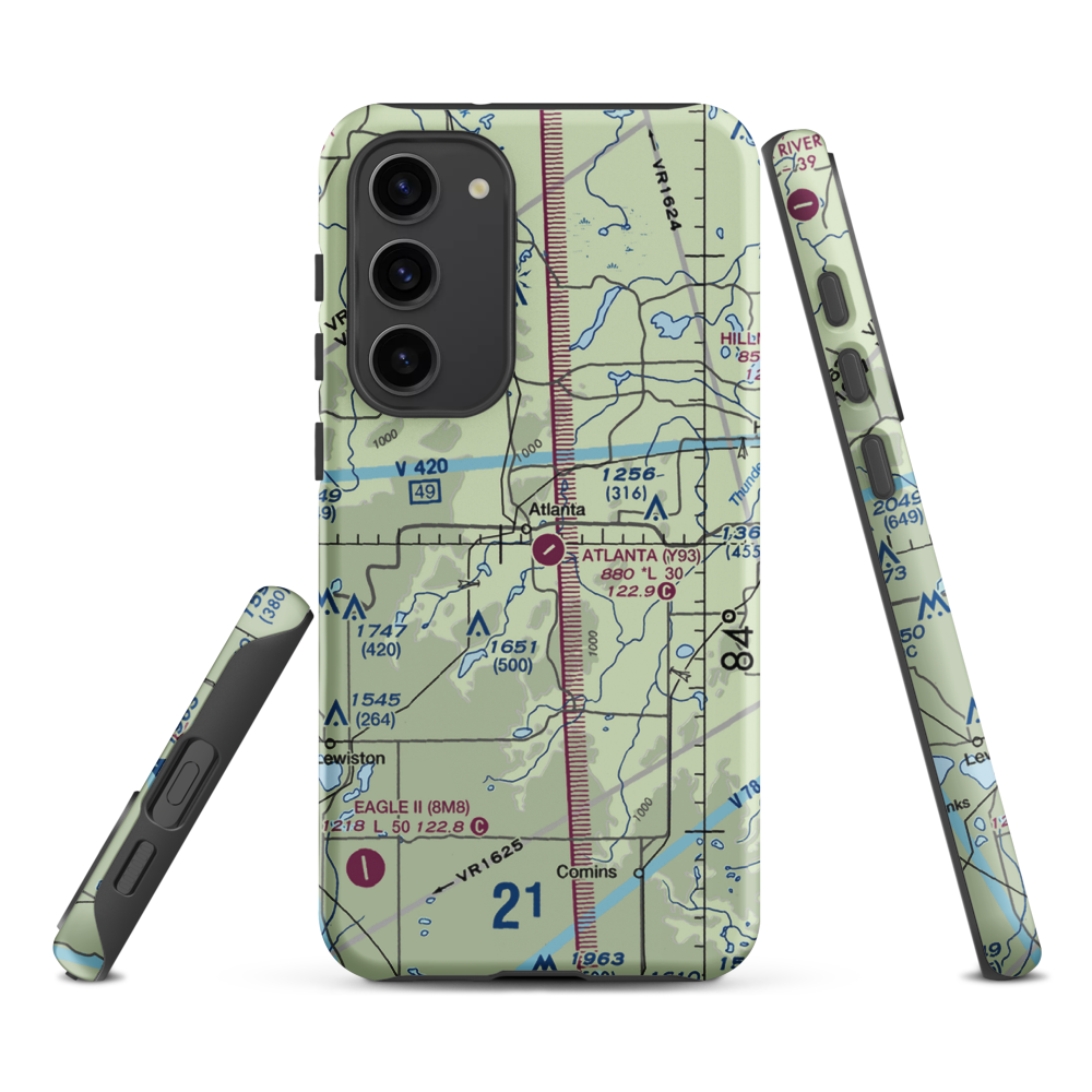 Atlanta Municipal Airport (Y93) VFR Sectional Samsung Phone Case Samsung Galaxy S23 Plus model shown