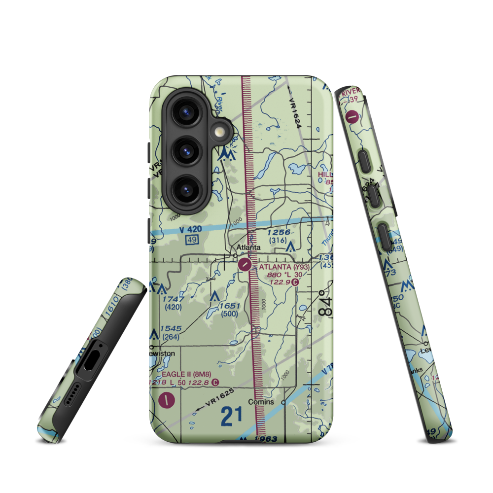 Atlanta Municipal Airport (Y93) VFR Sectional Samsung Phone Case Samsung Galaxy S24 model shown