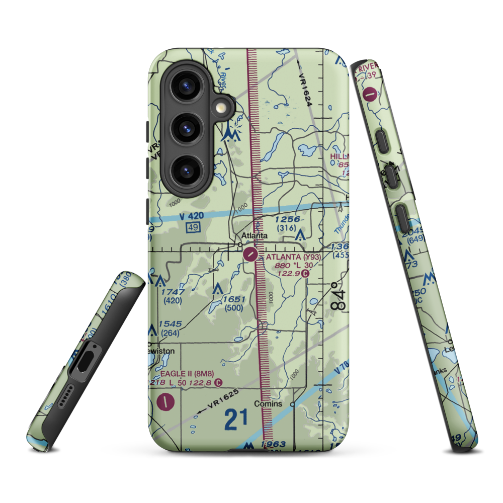 Atlanta Municipal Airport (Y93) VFR Sectional Samsung Phone Case Samsung Galaxy S24 Plus model shown
