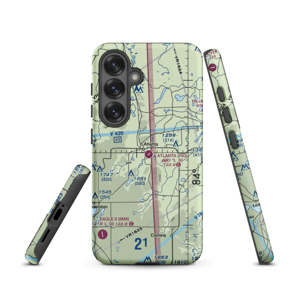 Atlanta Municipal Airport (Y93) VFR Sectional Samsung Phone Case Samsung Galaxy S25 model shown